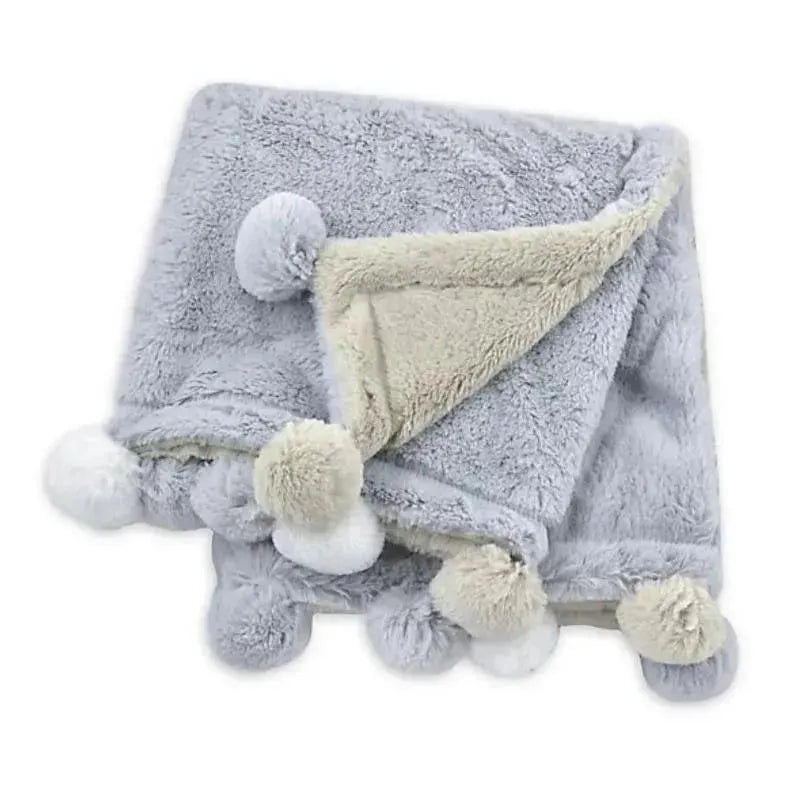 Just Born – Pom-Pom Plush Blanket, Grey