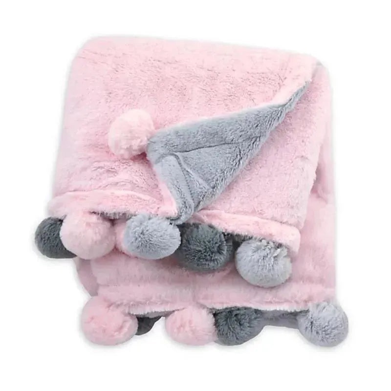 Just Born – Pom-Pom Plush Blanket, Pink