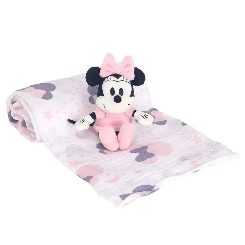 Lambs & Ivy Swaddle Blanket & Plush Toy Gift Set, Minnie Mouse