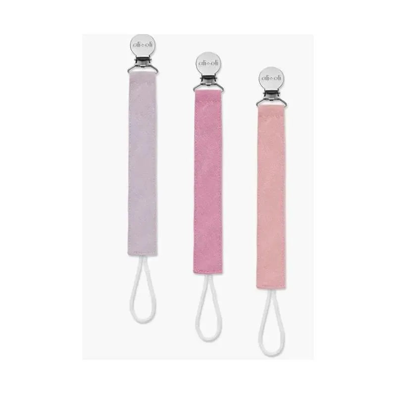 Ali + Oli – 3Pk Pacifier Clip Linen, Flamingo