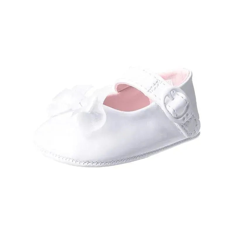 Baby Deer – Trimfoot Girl Waddle Dressy Shoes With Fancy Bow, White