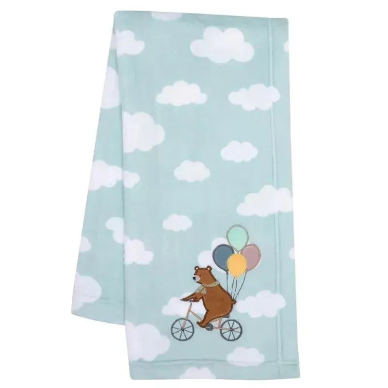 Bedtime Originals – Up Up & Away Bear/Balloon/Cloud Soft Blue Fleece Baby Blanket