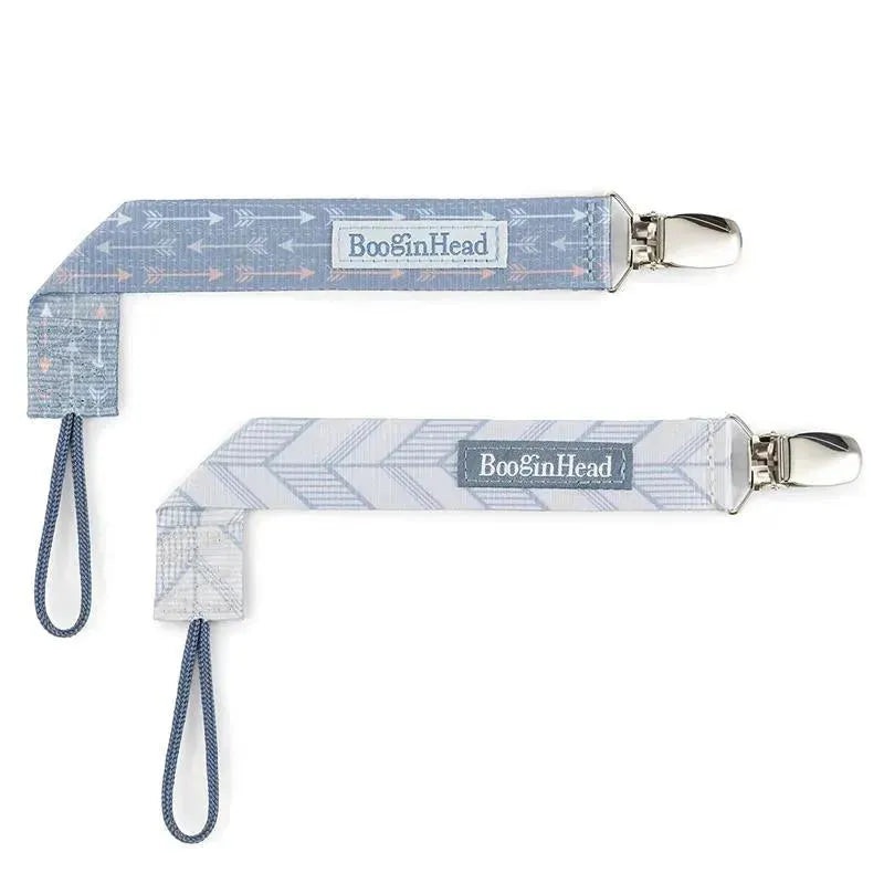 Booginhead 2-Pack Pacifier Clips, Blue Melange