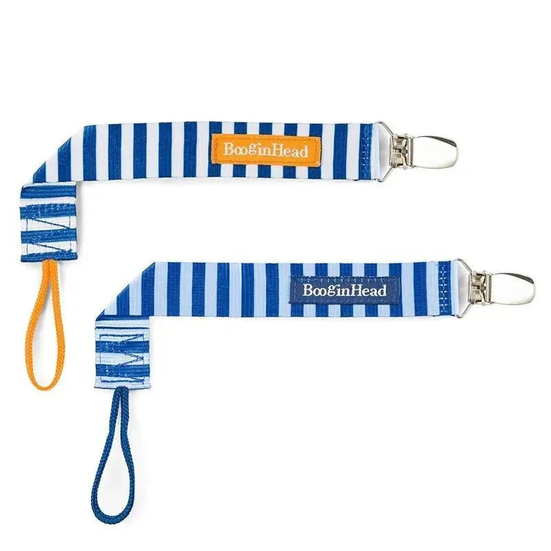 Booginhead 2-Pack Pacifier Clips, Nautical Blue