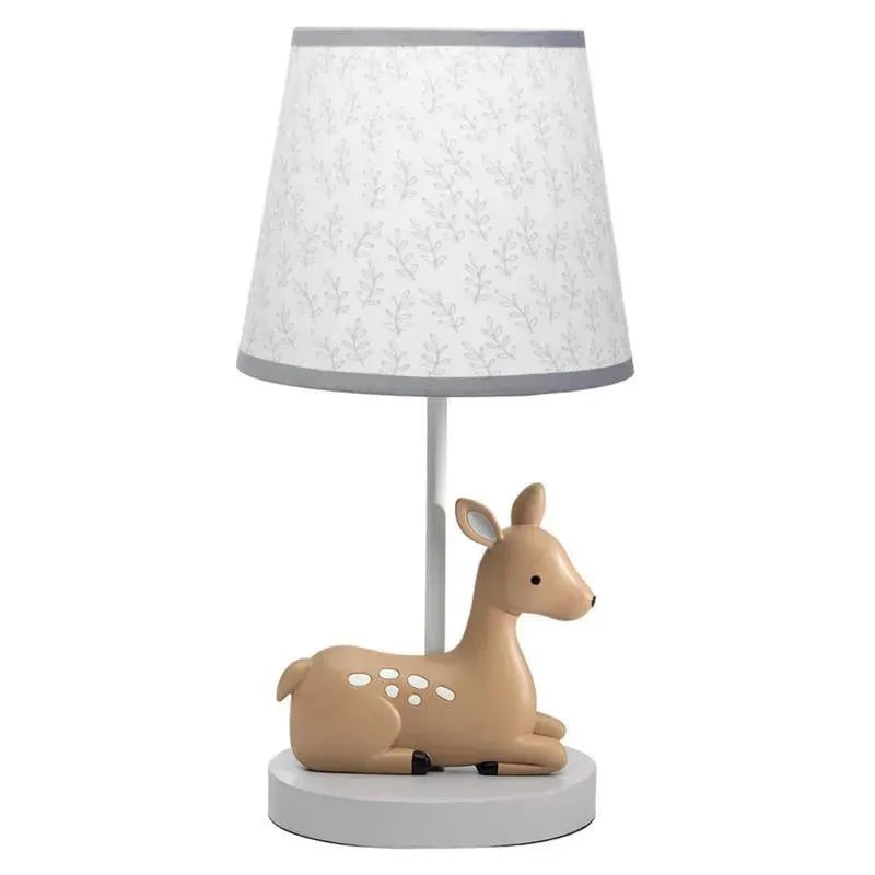 Lambs & Ivy – Deer Park Woodland Taupe Lamp with Gray/White Shade & Bulb