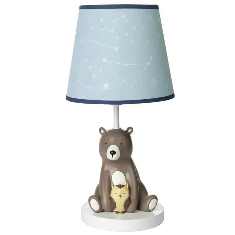 Lambs & Ivy – Sierra Sky Blue/Brown Bear Nursery Lamp with Shade & Bulb