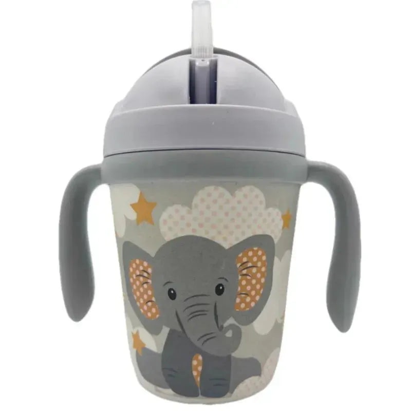 Primo Passi – Bamboo Fiber Kids Cup With Handle/Straw, Little Elephant