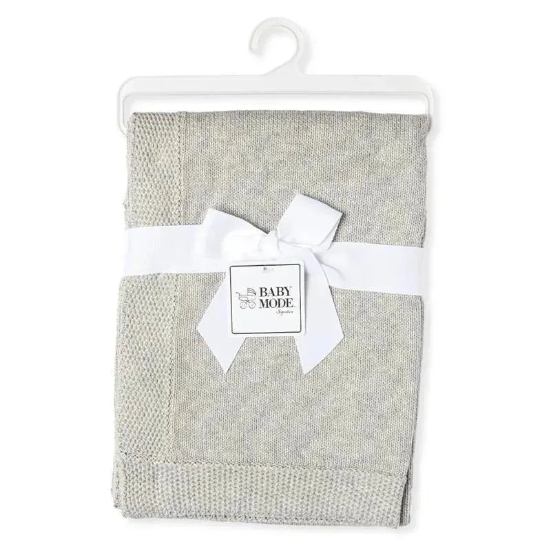 Rose Textiles – Baby Knit Blanket with Border, Grey