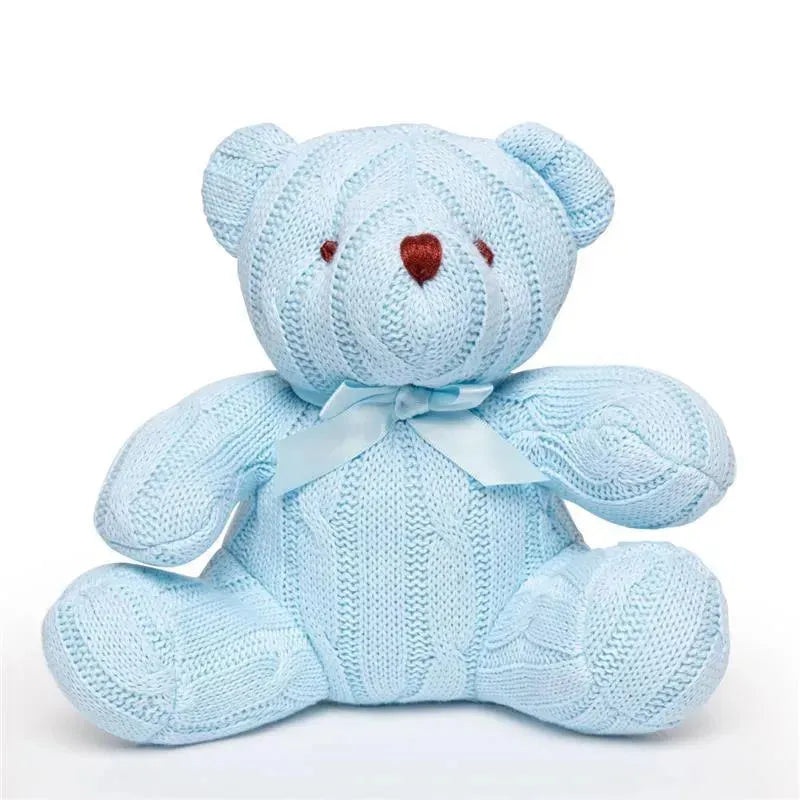 Rose Textiles – Cable Knit Bear Plush, Blue