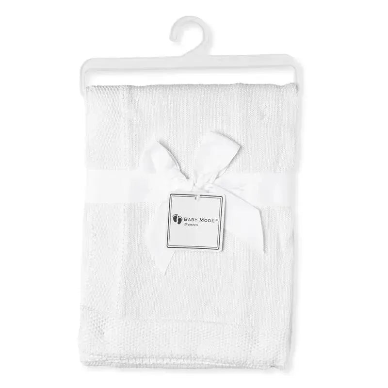 Rose Textiles – White Knit Blanket With Border