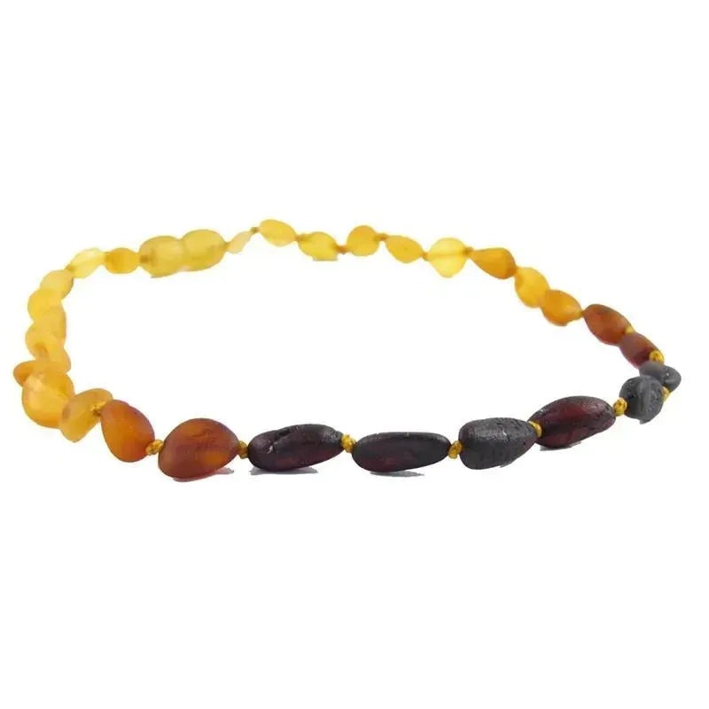 The Amber Monkey 12-13 Inch Necklace, Raw Rainbow Bean Pop