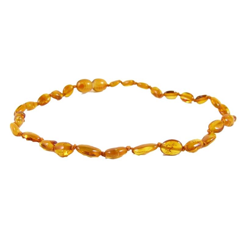 The Amber Monkey – Polished Baltic Amber 12-13 inch Necklace, Honey Bean POP