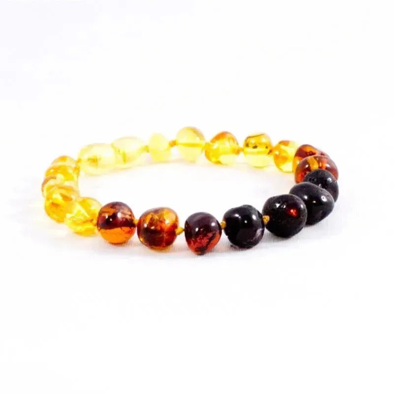 The Amber Monkey – Polished Baltic Amber Rainbow Baroque Bracelet 7-8 inch Screw Clasp