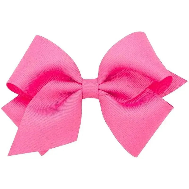 Wee Ones – Small Classic Grosgrain Girls Hair Bow (Plain Wrap), Hot Pink