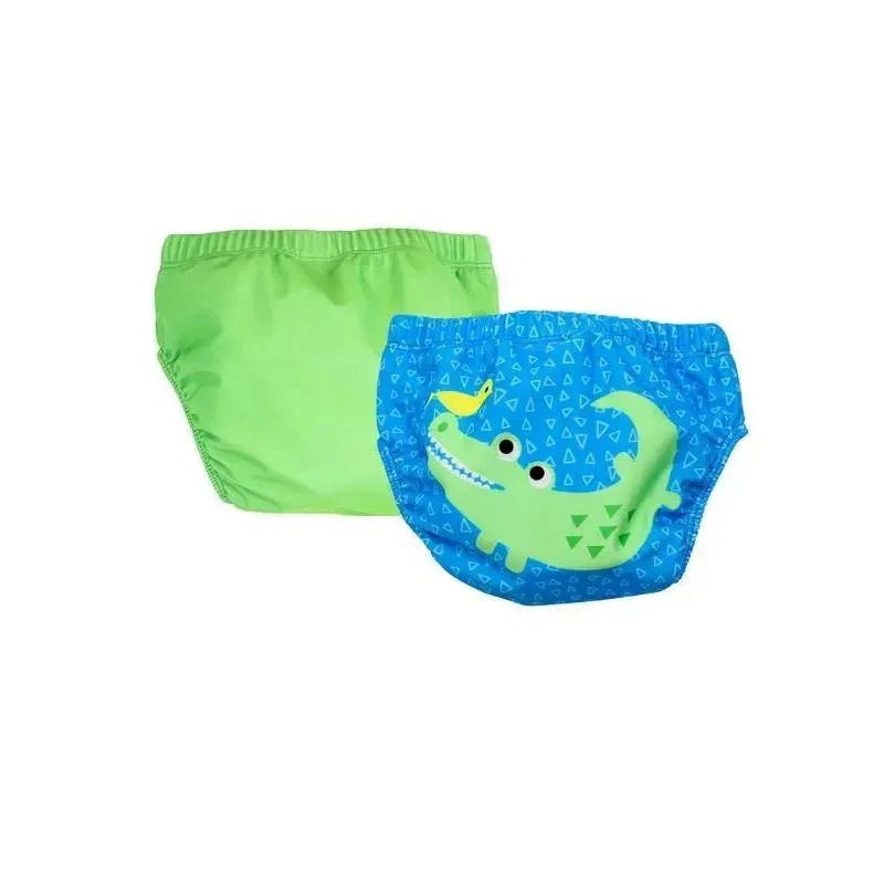 Zoocchini – Baby Knit Swim Diaper 2Pk Set, Aidan The Alligator