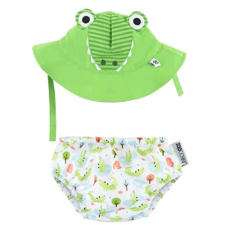 Zoocchini – Baby Swim Diaper & Sun Hat Set, Aidan The Alligator