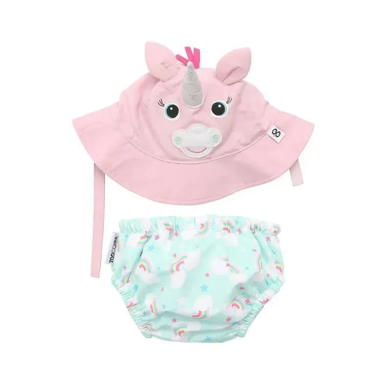 Zoocchini – Baby Swim Diaper & Sun Hat Set, Allie The Alicorn