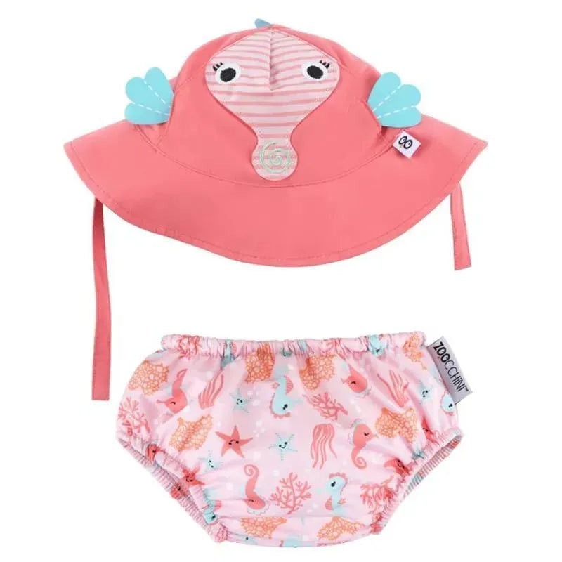 Zoocchini – Baby Swim Diaper & Sun Hat Set, Sally The Seahorse