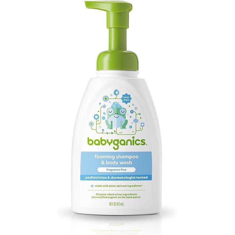 Babyganics – Baby Shampoo + Body Wash Pump Bottle Fragrance Free, 16 Oz