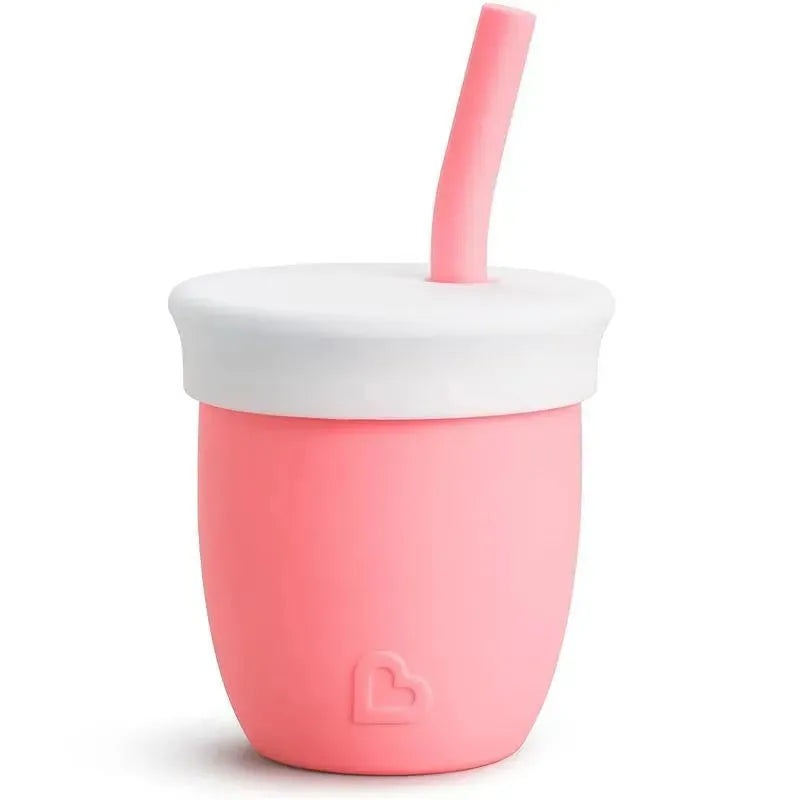 Munchkin – Cest Silicone! Training Cup with Straw, Coral