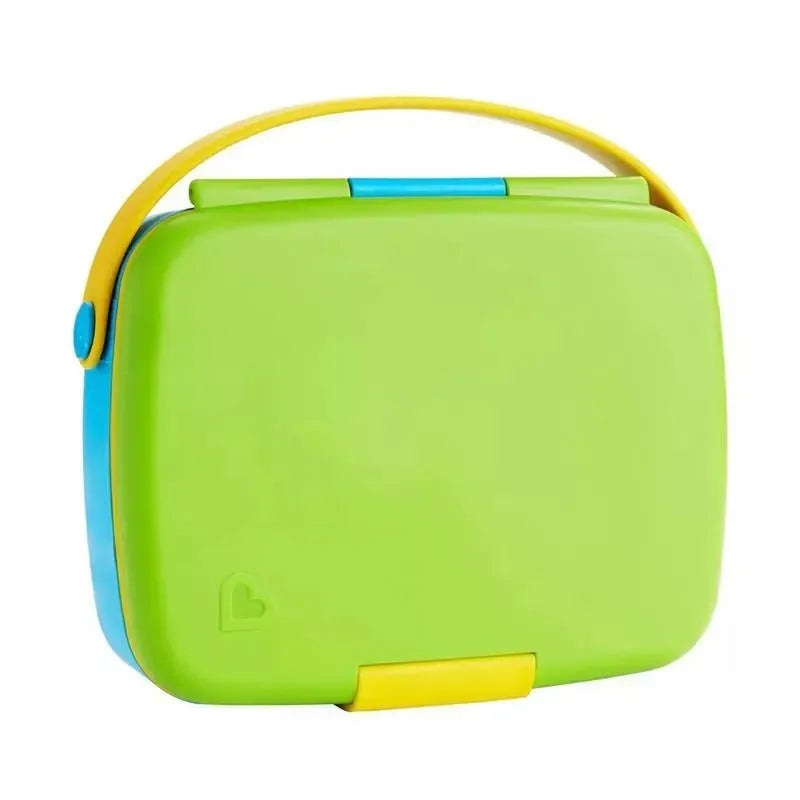 Munchkin – Lunch Bento Box with Stainless Steel Utensils ( Green & Yellow)