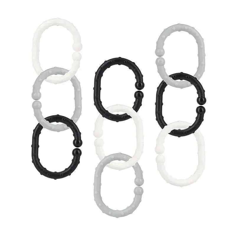 Nuby – 18Pk Linkables Teething Toys, Black/Grey/White