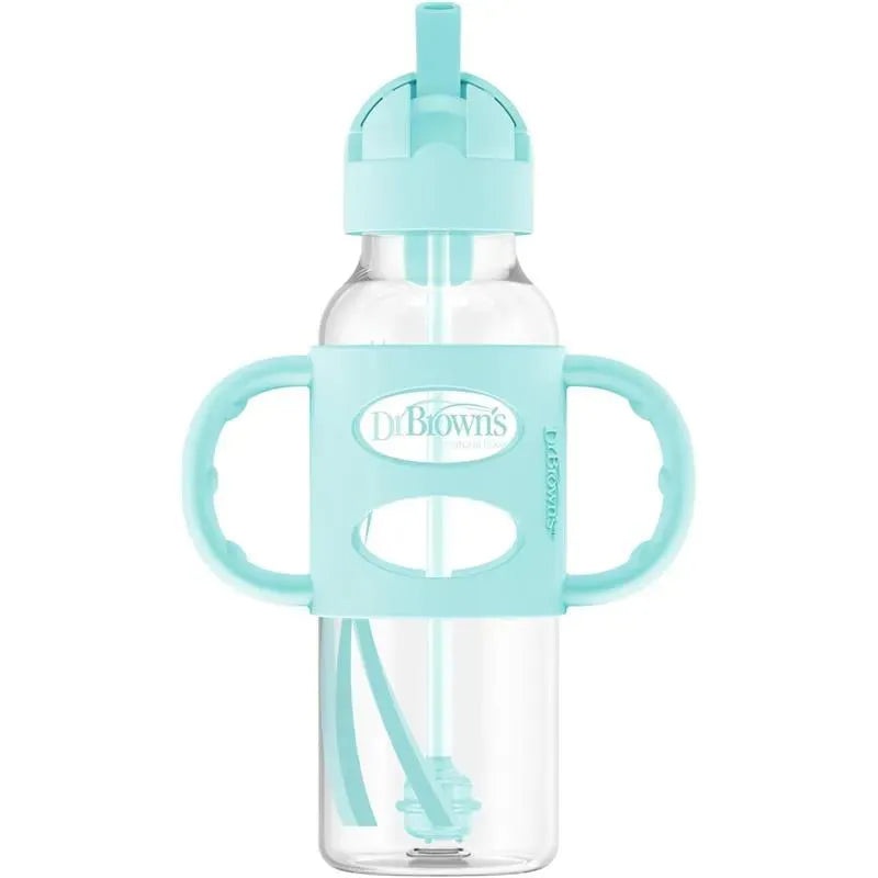 Dr. Brown’s – Narrow Sippy Straw Bottles W/ Silicone Handles, Green