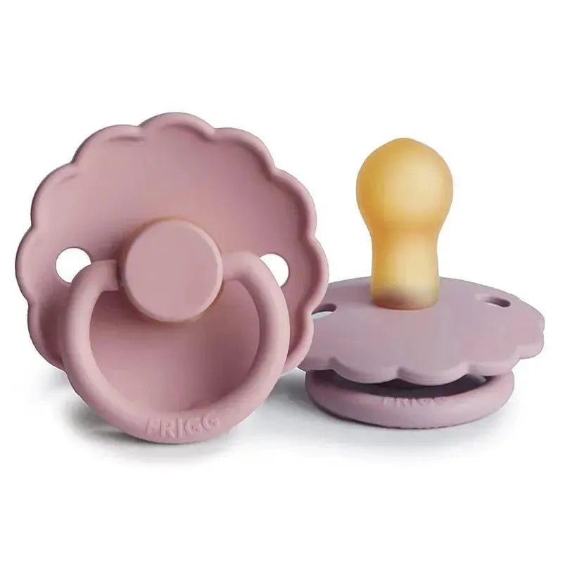Mushie – 2Pk Frigg Daisy Natural Rubber Baby Pacifier, Baby Pink/Soft Lilac, 0/6M