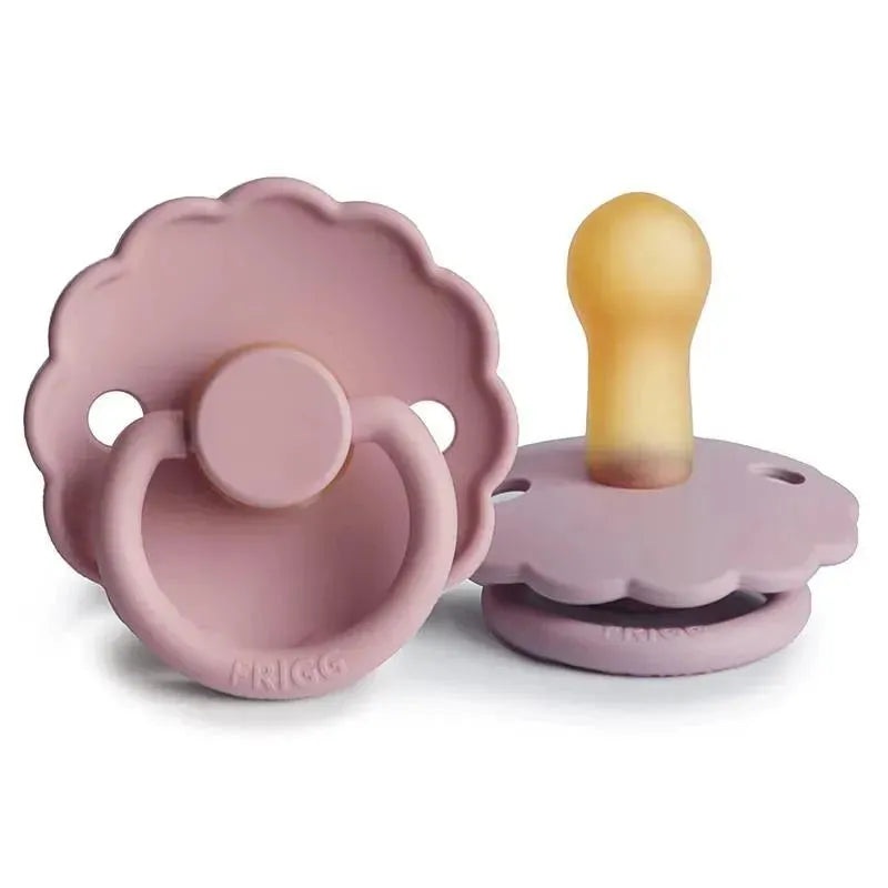 Mushie – 2Pk Frigg Daisy Natural Rubber Baby Pacifier, Baby Pink/Soft Lilac, 6/18M