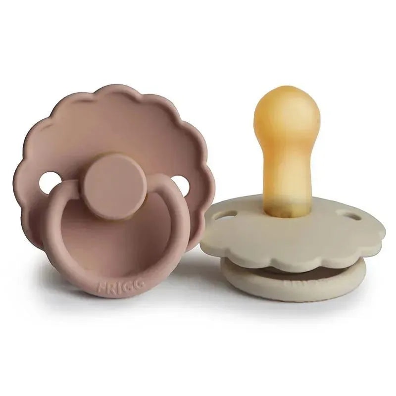 Mushie – 2Pk Frigg Daisy Natural Rubber Baby Pacifier, Blush/Cream, 0/6M