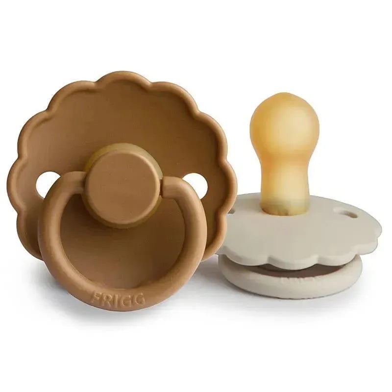 Mushie – 2Pk Frigg Daisy Natural Rubber Baby Pacifier, Cappuccino/Cream, 0/6M