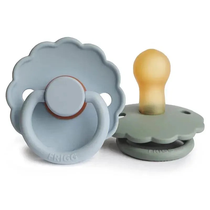 Mushie – 2Pk Frigg Daisy Natural Rubber Baby Pacifier, Powder Blue/Sage, 0/6M