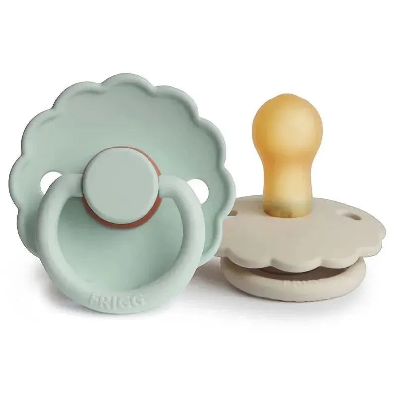 Mushie – 2Pk Frigg Daisy Natural Rubber Baby Pacifier, Seafoam/Cream, 0/6M