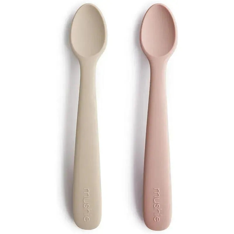 Mushie – 2Pk Silicone Feeding Spoons, Blush/Shifting Sand