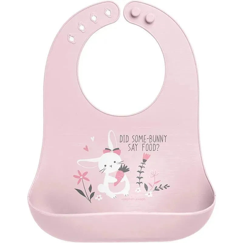 Stephen Joseph 100% Silicone Bibs For Baby Girl, Bunny