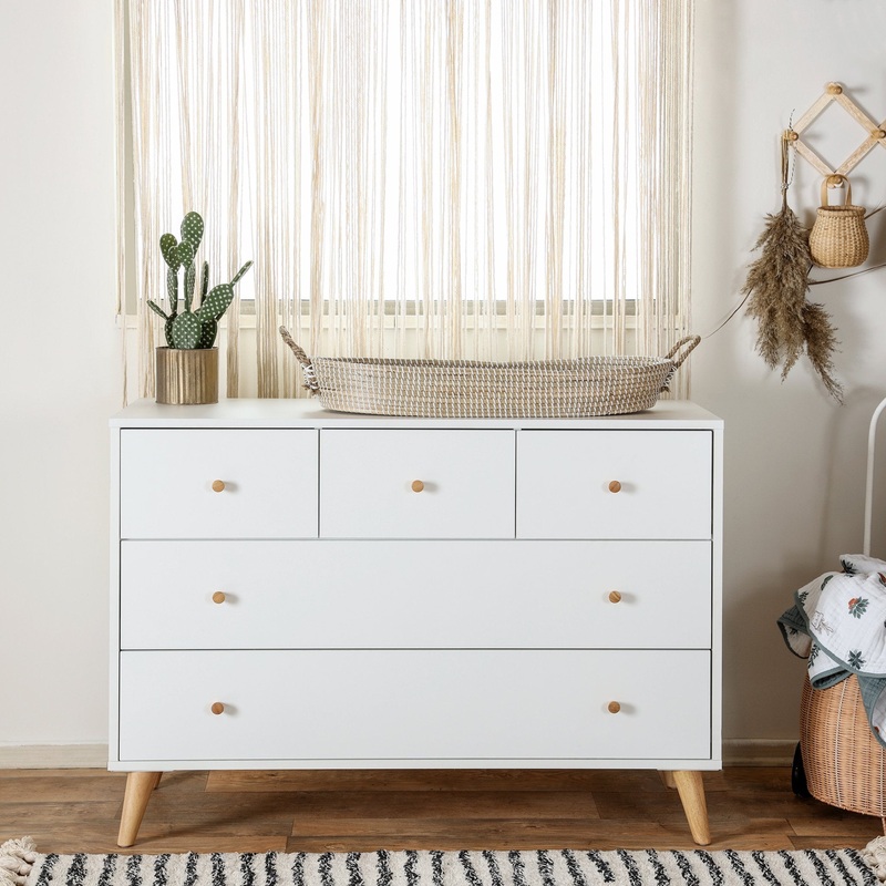 Austin 5-Drawer Nursery Dresser white + natural
