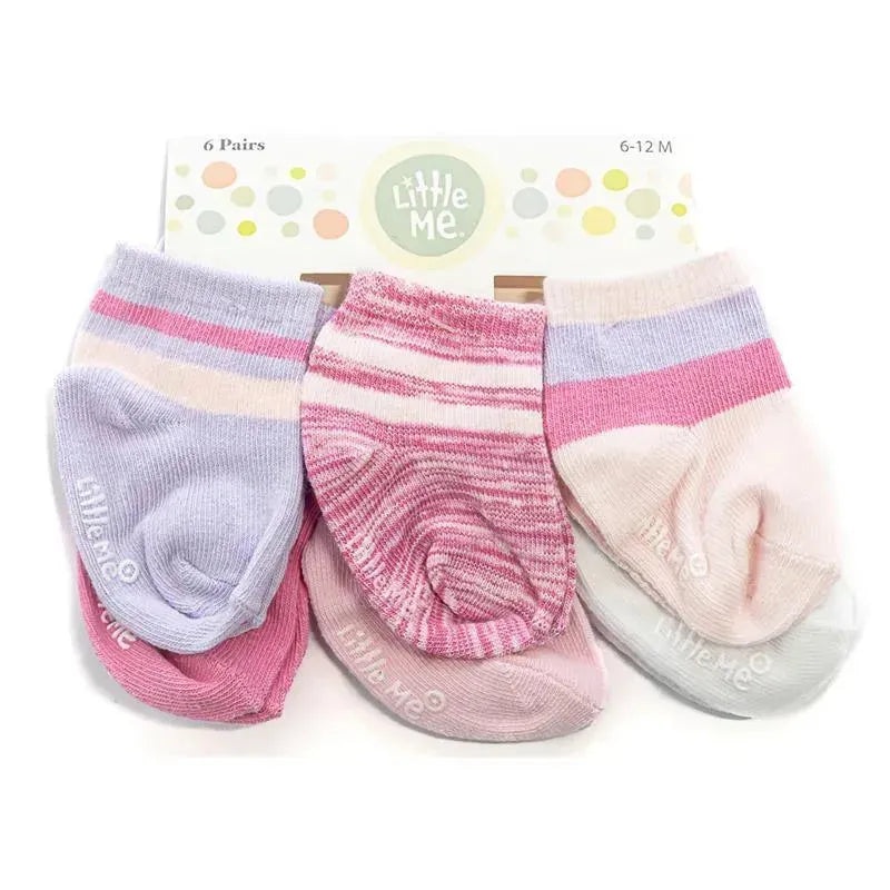 Little Me 6pk Purple & Pink Athletic Socks For Baby Girl