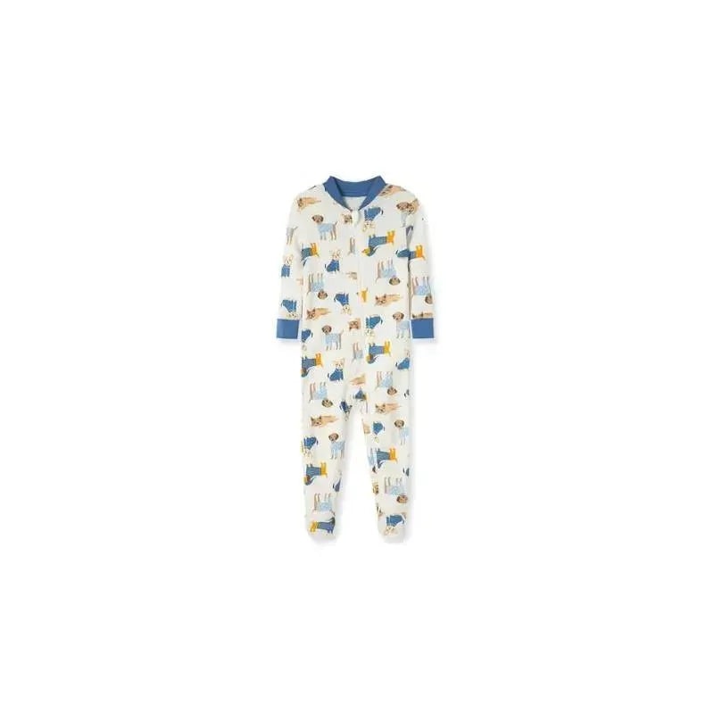 Little Me – Puppies Zip Front One-Piece, Ivory Multi
