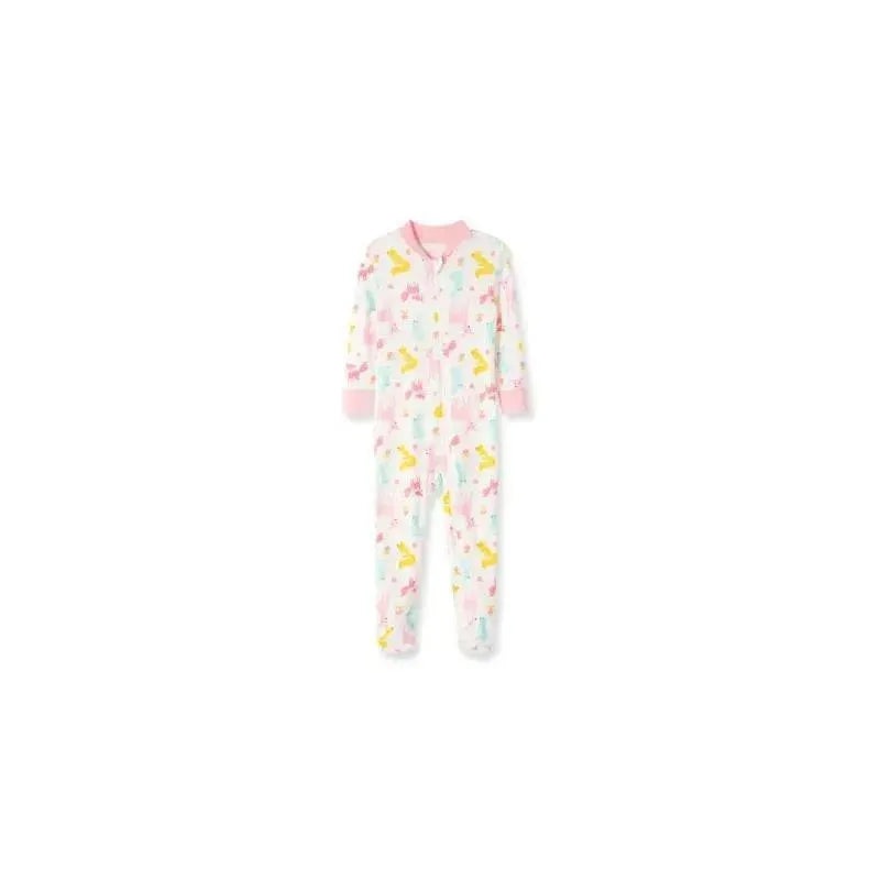 Little Me – Woodland Zip Front One Piece, Pink