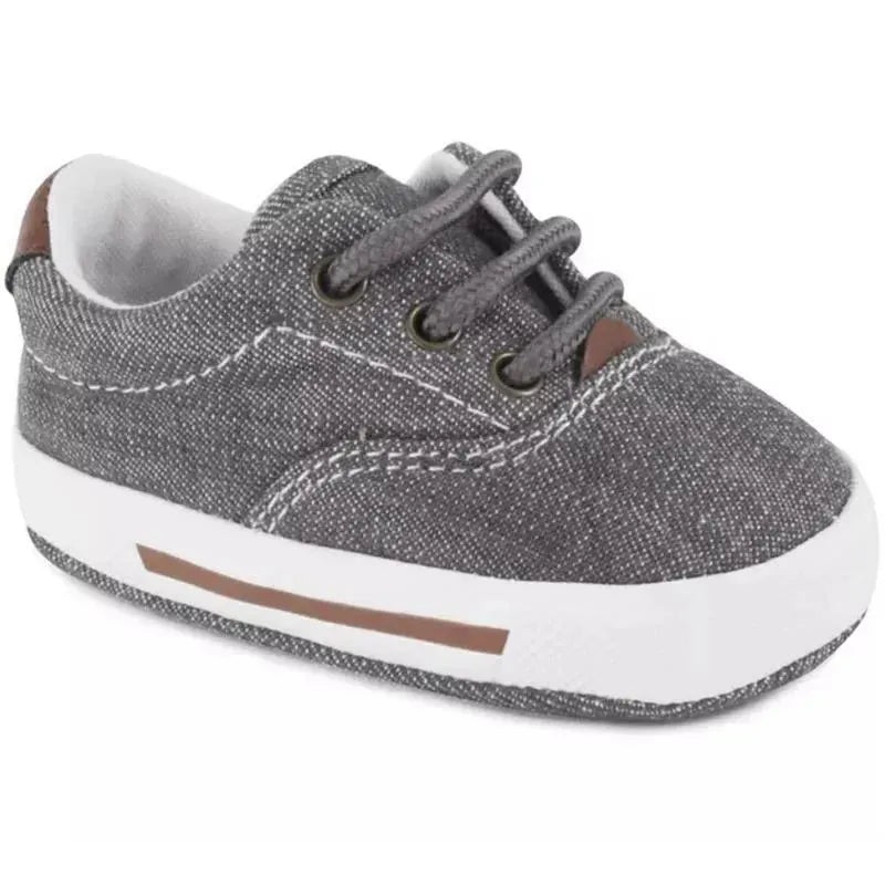 Baby Deer – Baby Boy Canvas Lace-Up Sneaker, Grey