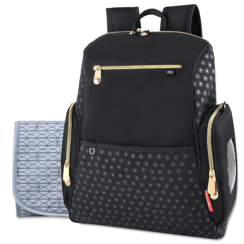 Fisher-Price – Fashion Backpack Diaper Bag, Fastfinder pocket system, Black