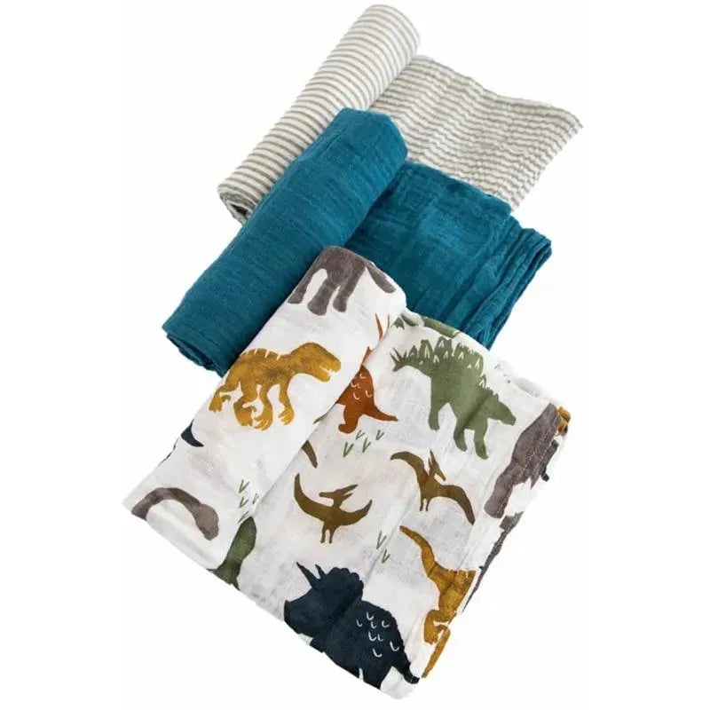 Little Unicorn – 3Pk Cotton Muslin Swaddle, Dino Friends 2