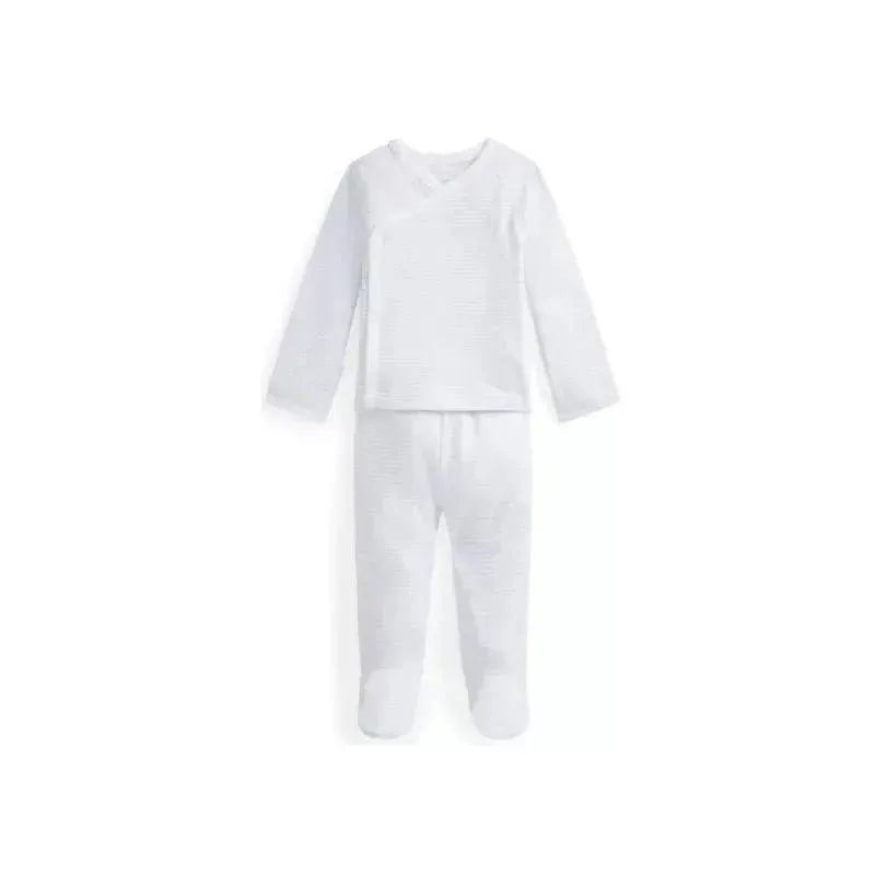 Polo Ralph Lauren Baby – Boy Long-Sleeve Organic Cotton Interlock Knit Pant Set, Quartz Heather/White