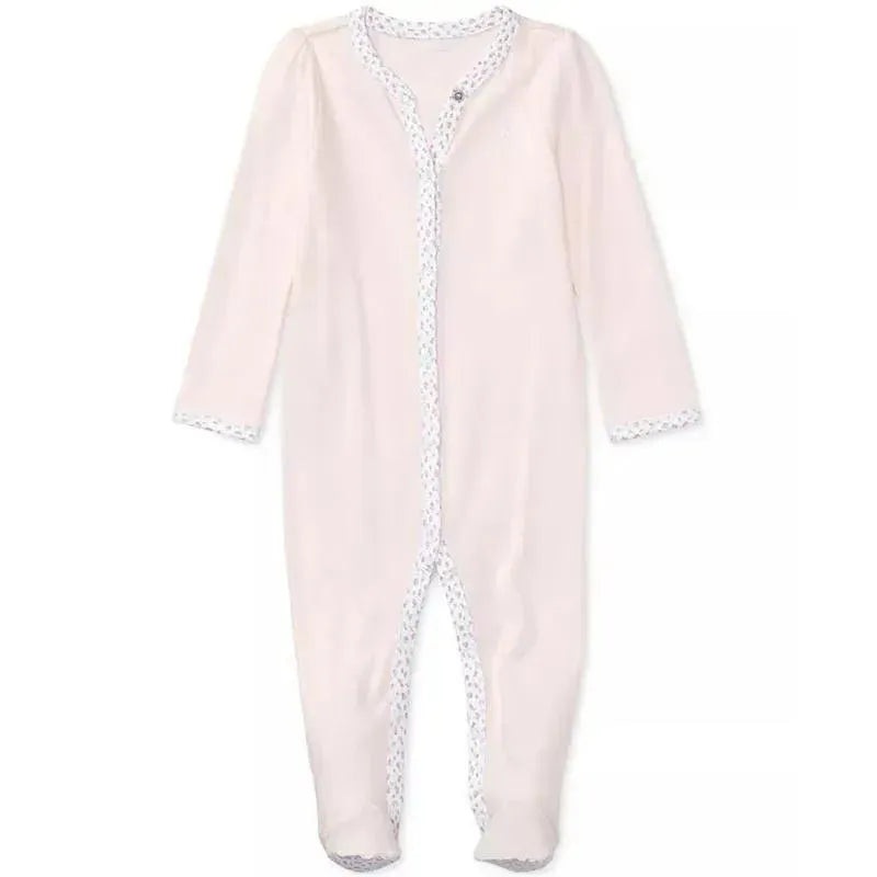 Polo Ralph Lauren Baby – Girl Long-Sleeve Organic Cotton Interlock Knit Coverall, Delicate Pink