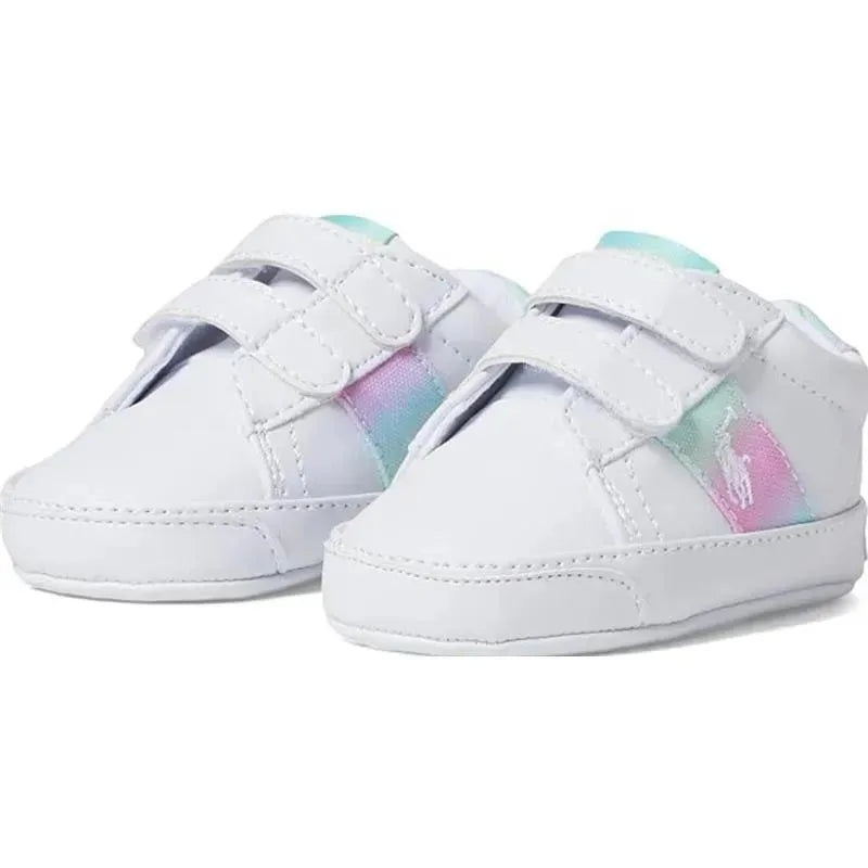 Ralph Lauren Baby – Girl Sayer EZ Rainbow Detail Sneaker Crib Shoes, White