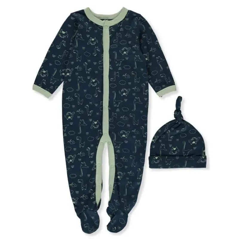 Rene Rofe – 2Pk Baby Boy Dino Footed Coverall & Cap