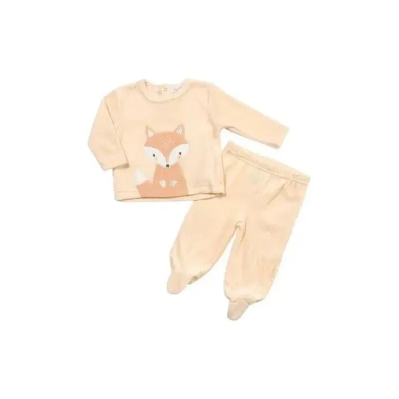 Rene Rofe – 2Pk Baby Boy Fox Velour Set, Beige