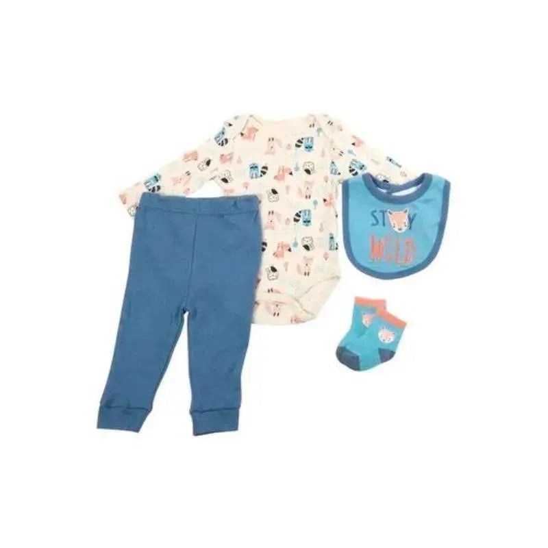 Rene Rofe – 4Pk Baby Boy Fox Bodysuit & Pants Set