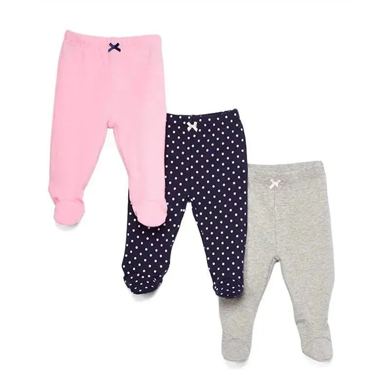 Spasilk – 3 Pack Footed Pants, Navy Dots