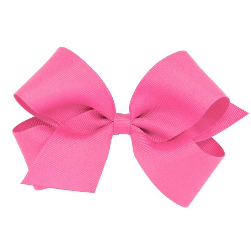 Wee Ones – Medium Grosgrain Hair Bow on a WeeStay Clip, Hot Pink